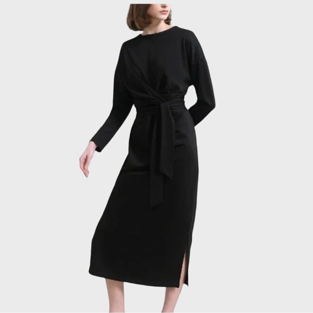 Modern Citizen Black Midi Tie-Waist Dress